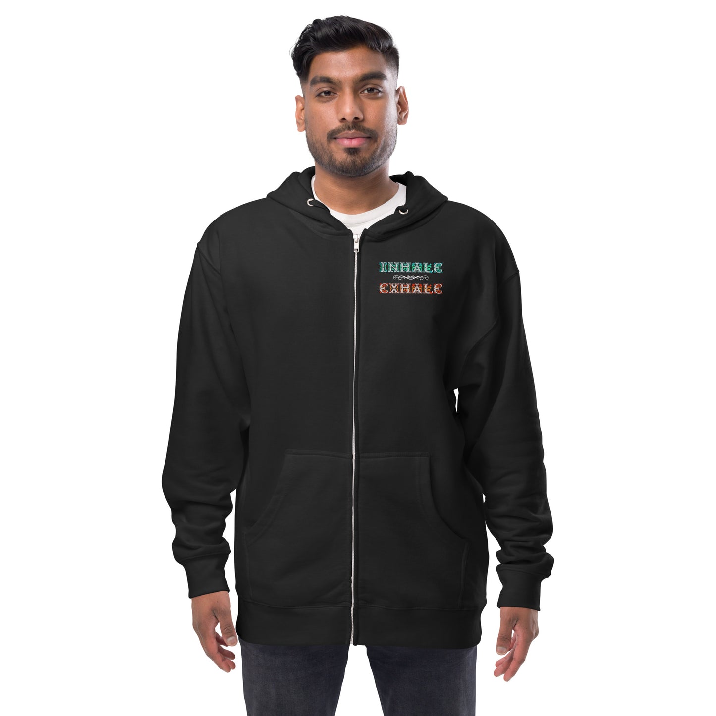 INHALE / EXHALE Unisex Fleece Zip Up Hoodie