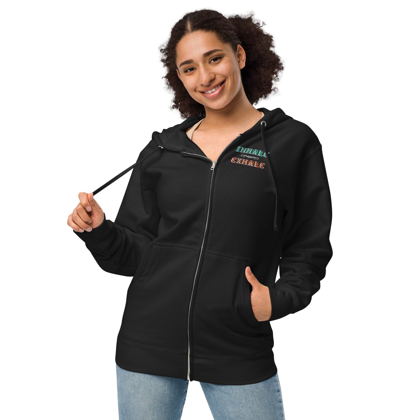 INHALE / EXHALE Unisex Fleece Zip Up Hoodie